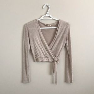 Cropped Long Sleeve Wrap Shirt